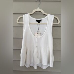 Zara peplum  sleevless Lightweight White Button-Front  Top - S